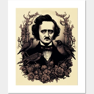 Vintage Retro Edgar Allen Poe Dark Academia Portrait Posters and Art